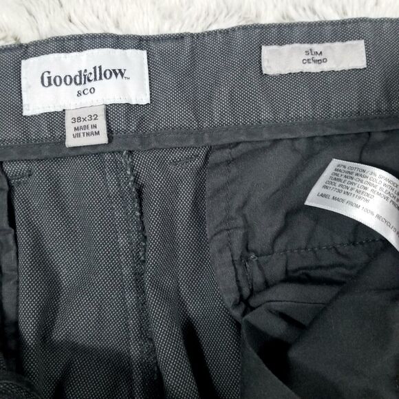 Goodfellow co Pants chino Mens 38×32 Gray Slim Ceñido Flat front Straight - Picture 3 of 10